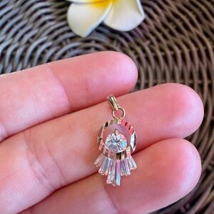 14K Rose Gold Crystal Angel Drop Pendant - Elegant Women’s Jewelry